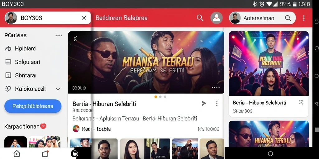 Antarmuka BOY303 menampilkan berita hiburan dengan jelas dan menarik.