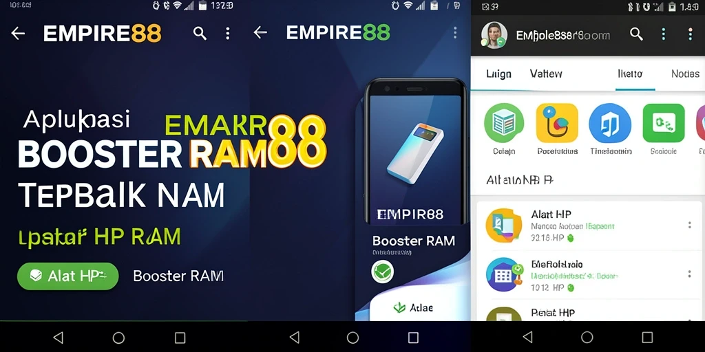 Tampilan antarmuka aplikasi EMPIRE88 untuk pengoptimalan RAM.