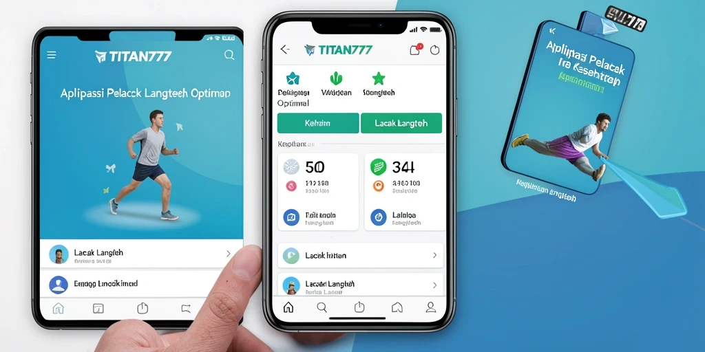 Tampilan antarmuka aplikasi TITAN777 yang menonjolkan fitur Lacak Langkah.