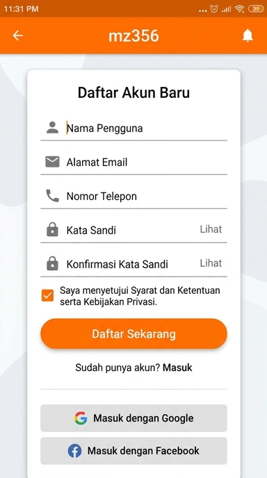 Panduan Registrasi Akun mz356 untuk Pengguna Android